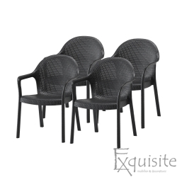 Scaune negre din plastic pentru terasa si gradina - Set 4 scaune