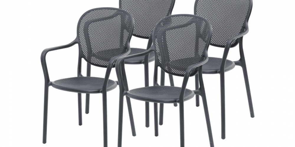 Scaune pentru terasa integral din polipropilena, set 4 scaune